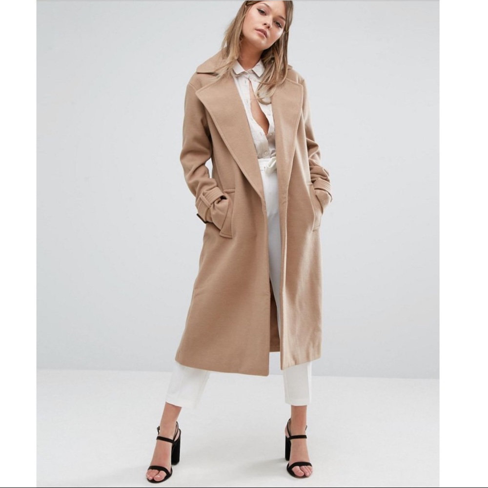 NWT Fashion Union Classic Tan Full Length Coat